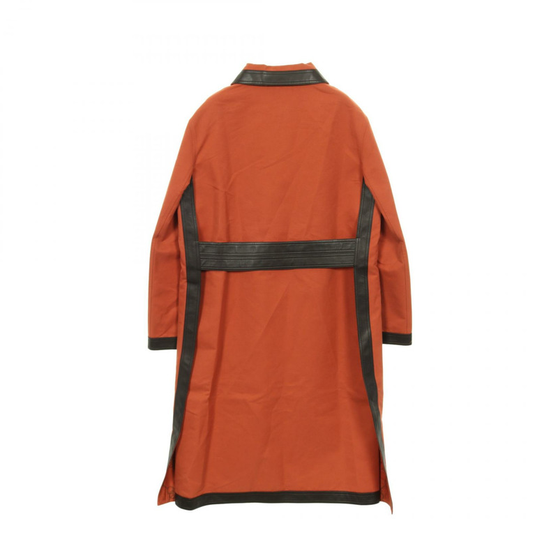 愛馬仕不鏽鋼領大衣 #38 羊皮棉質橙棕色二手女款-1