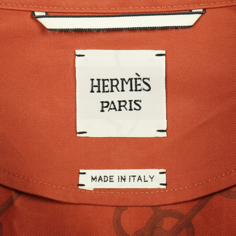 愛馬仕不鏽鋼領大衣 #38 羊皮棉質橙棕色二手女款-2