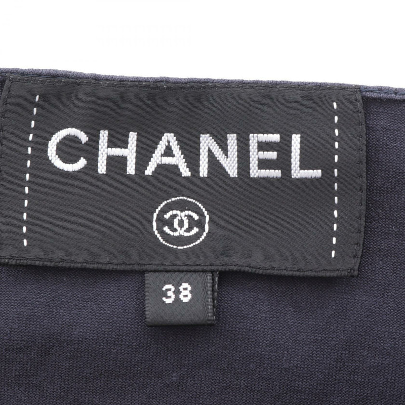 香奈兒 COCO 標誌 T 卹 #38 短袖純棉海軍藍二手女款-2