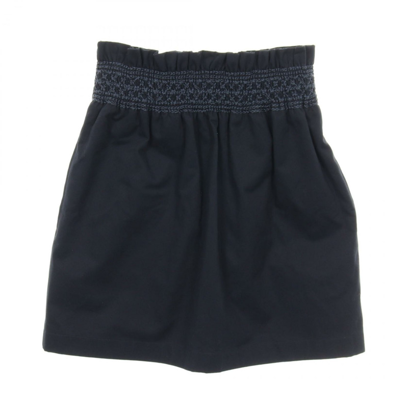 愛馬仕高腰罩衫迷你裙 #34 棉質海軍藍二手女裝-0
