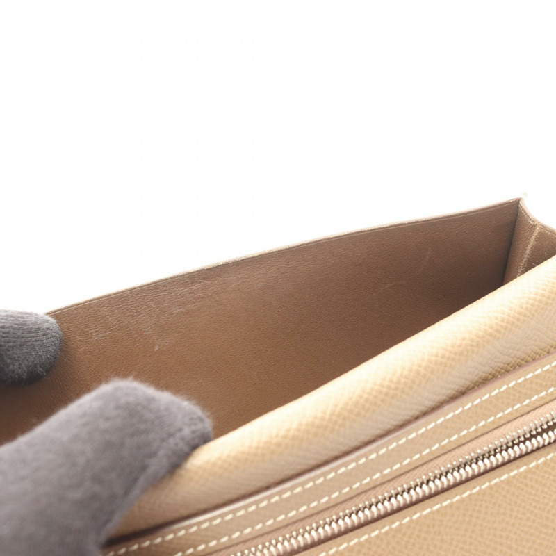 愛馬仕 Bearn Soufflet 雙折長款皮夾 X Epsom Etoupe 灰色二手 SHW-7