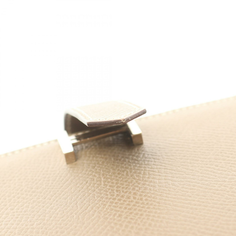 愛馬仕 Bearn Soufflet 雙折長款皮夾 X Epsom Etoupe 灰色二手 SHW-10