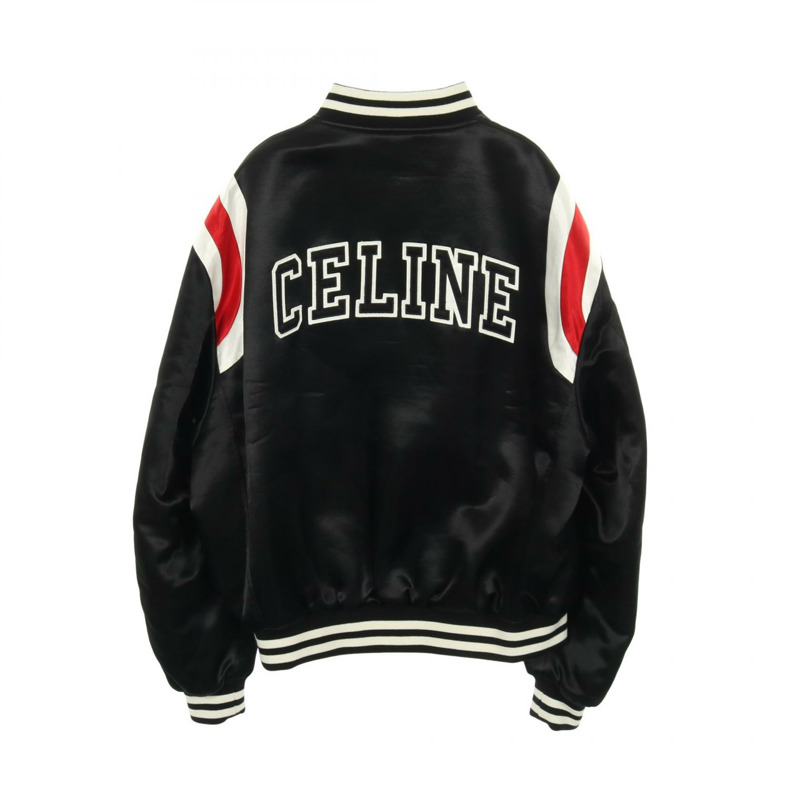 CELINE 48號羊毛人造絲短夾克，黑白紅配色，二手男款-1