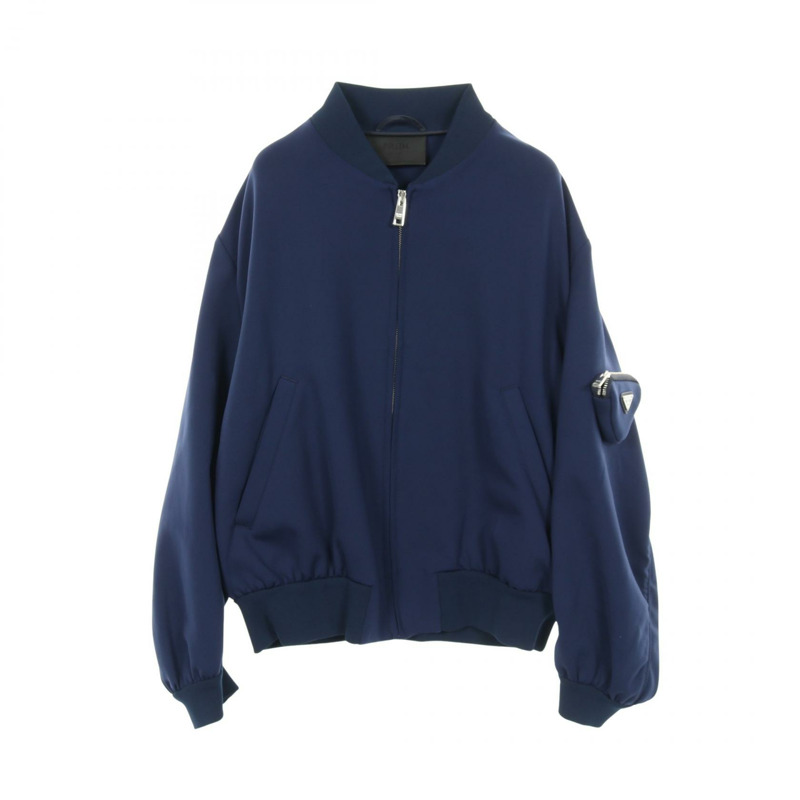 PRADA 男士藍色尼龍拉鍊短夾克,S碼(二手)-0