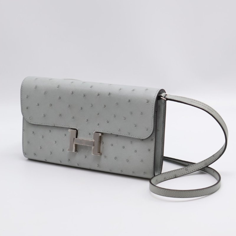 HERMES Constance to go - 鴕鳥皮冰川藍銀 B-2