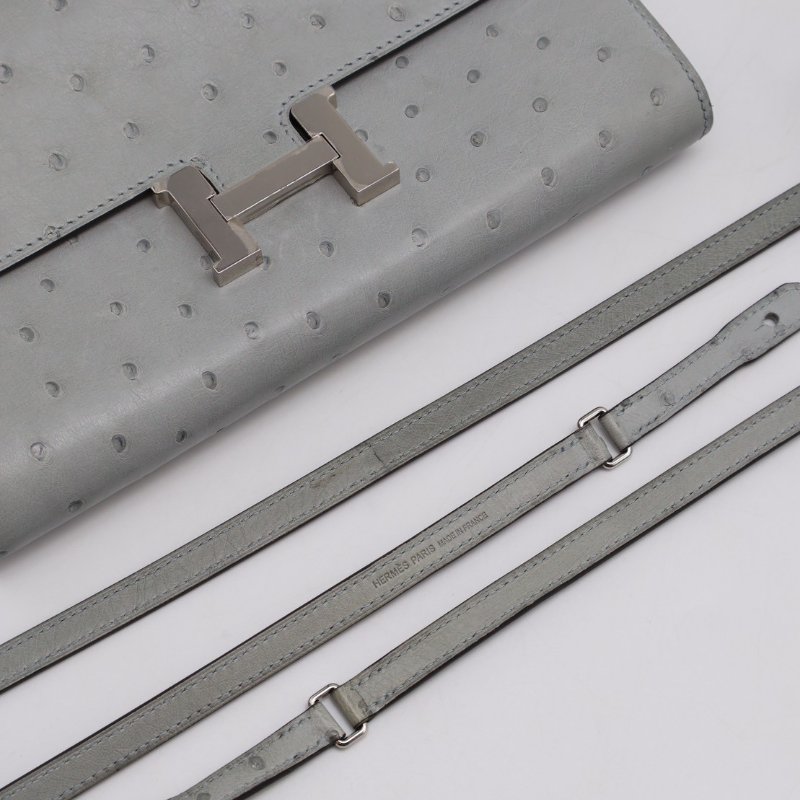 HERMES Constance to go - 鴕鳥皮冰川藍銀 B-6