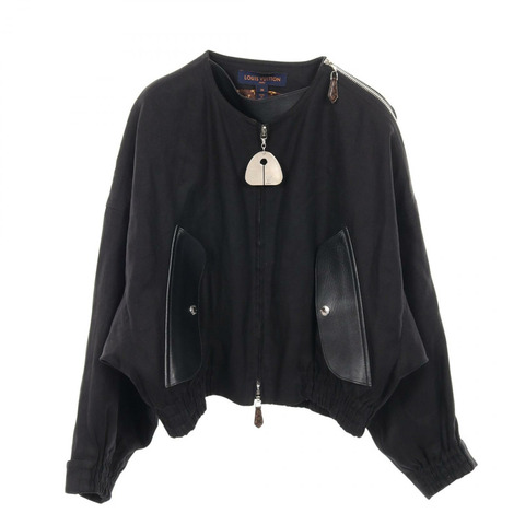 路易威登 (LOUIS VUITTON) 黑色女士拉鍊夾克 FGJA48JMV 布料皮革 #38