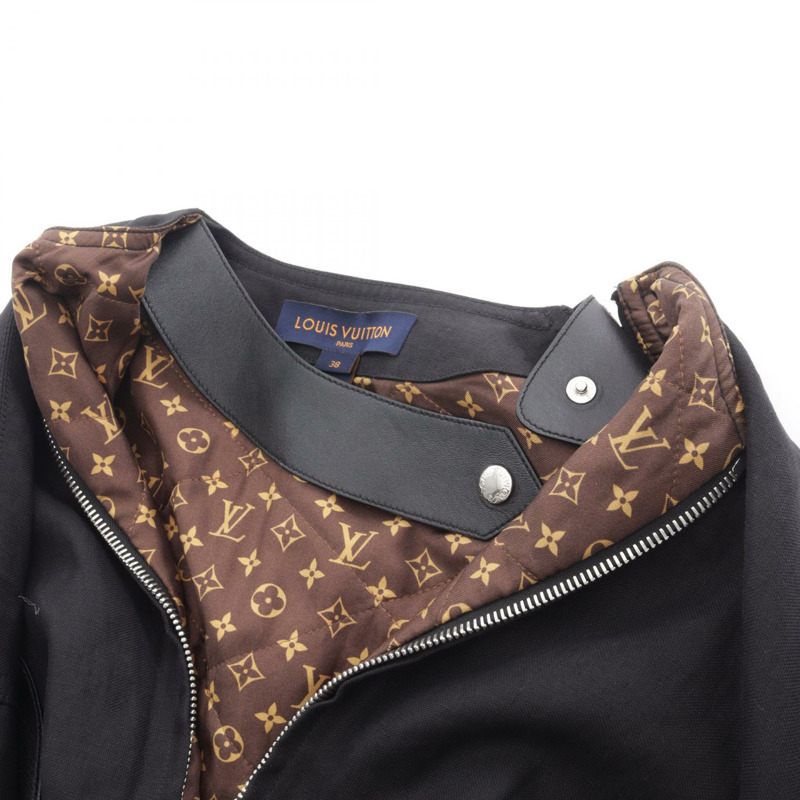 路易威登 (LOUIS VUITTON) 黑色女士拉鍊夾克 FGJA48JMV 布料皮革 #38-5