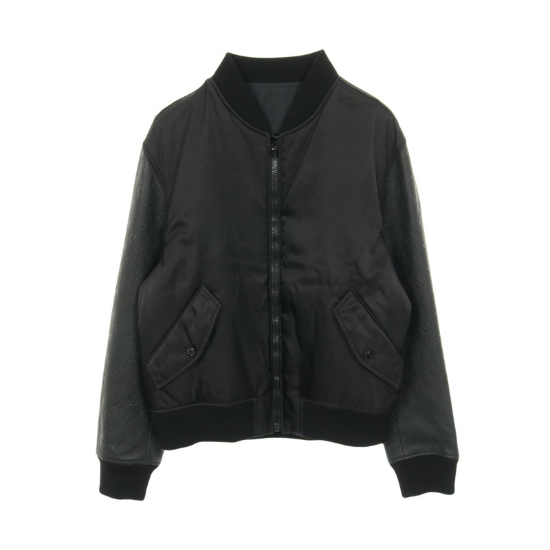 路易威登 Monogram 皮革尼龍棉質黑色夾克 #50 二手男士-0