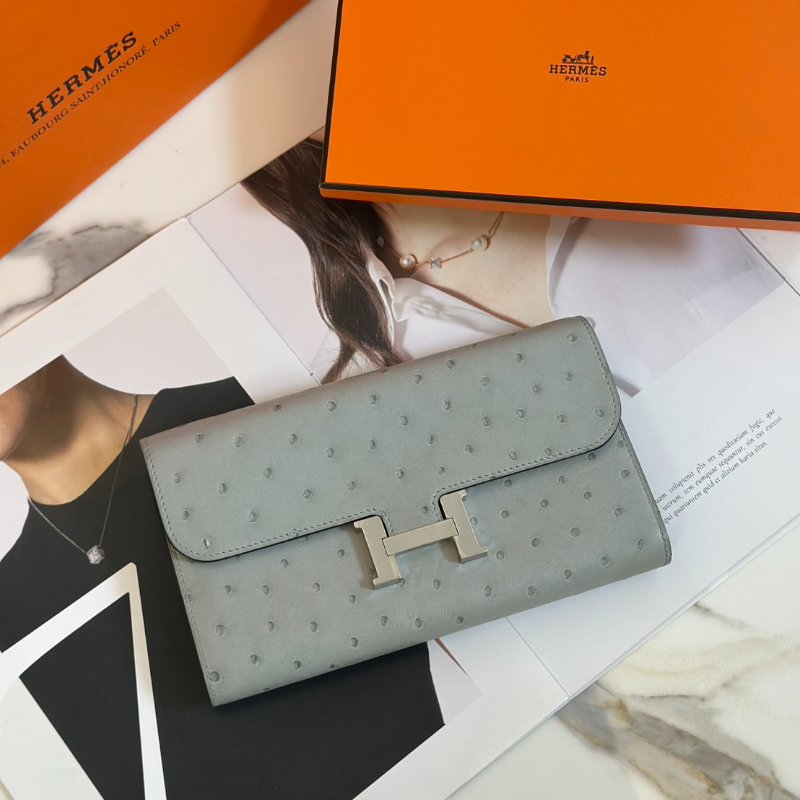 HERMES Constance to go - 鴕鳥皮冰川藍銀 B-0