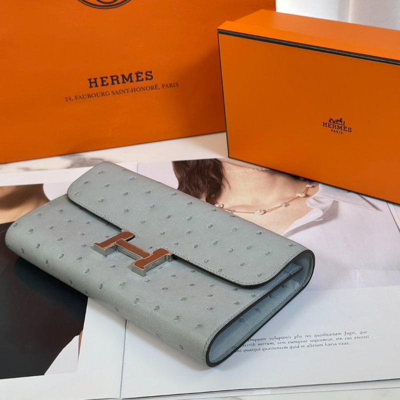 HERMES Constance to go - 鴕鳥皮冰川藍銀 B-2