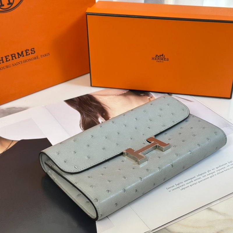 HERMES Constance to go - 鴕鳥皮冰川藍銀 B-3