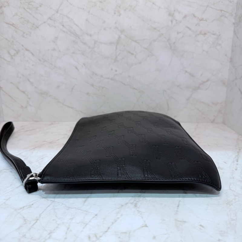 BALENCIAGA全皮斜紋滿版LOGO手拿包-3