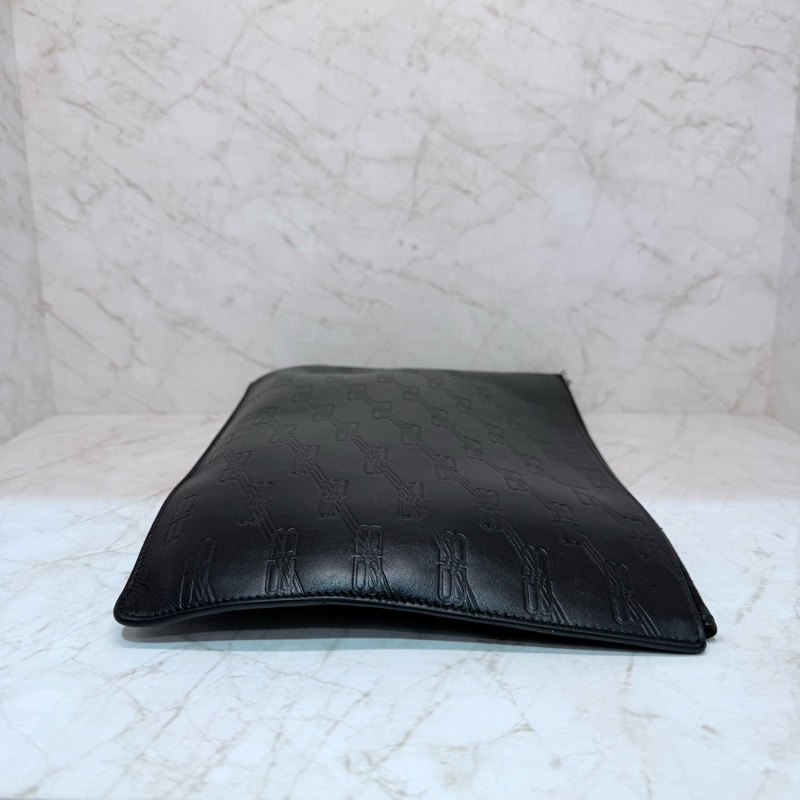 BALENCIAGA全皮斜紋滿版LOGO手拿包-4