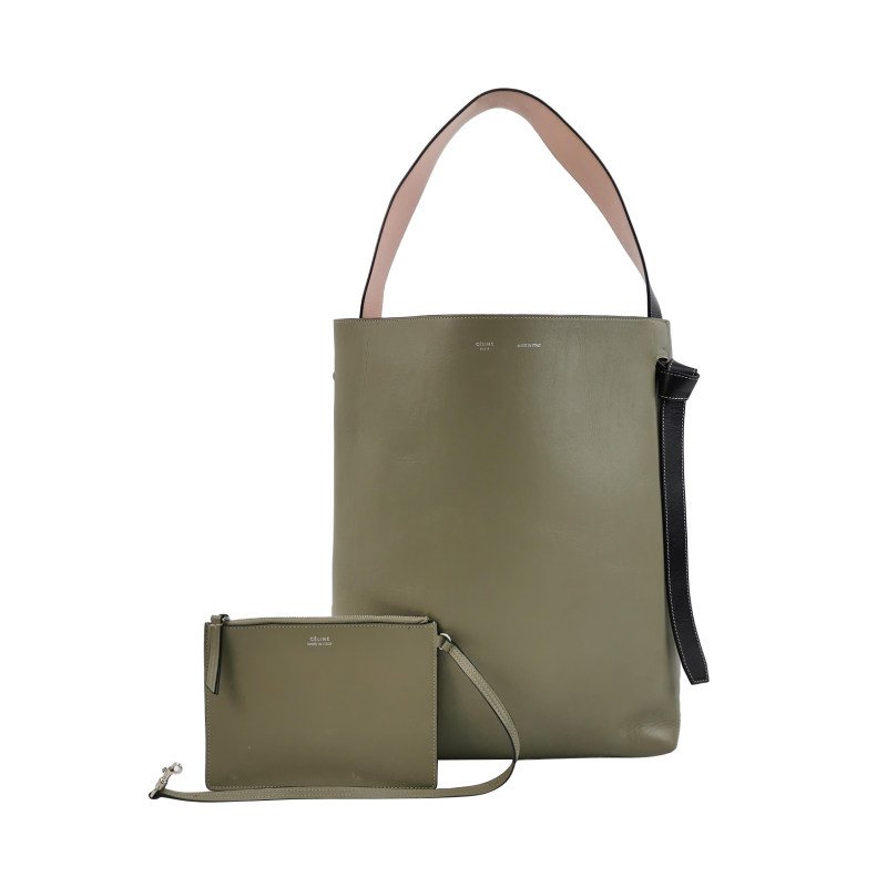 Celine Twisted Cabas小號牛皮拼色紐結子母包單肩包-0