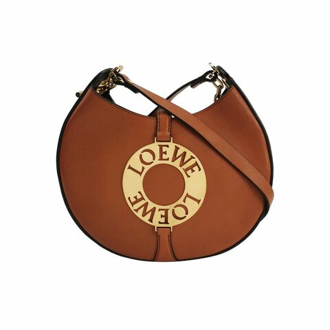 Loewe Joyce牛皮純色logo圓環斜挎包單肩包