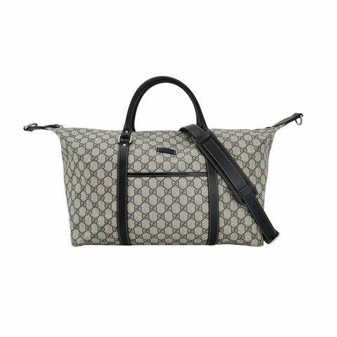 Gucci牛皮雙G老花皮標logo斜挎包行李箱包