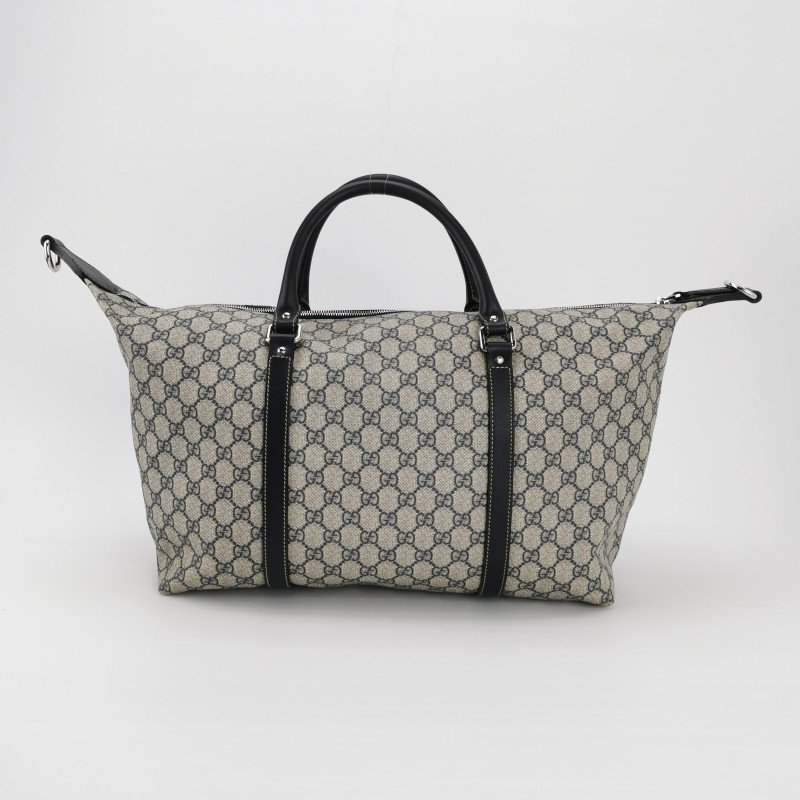 Gucci牛皮雙G老花皮標logo斜挎包行李箱包-4