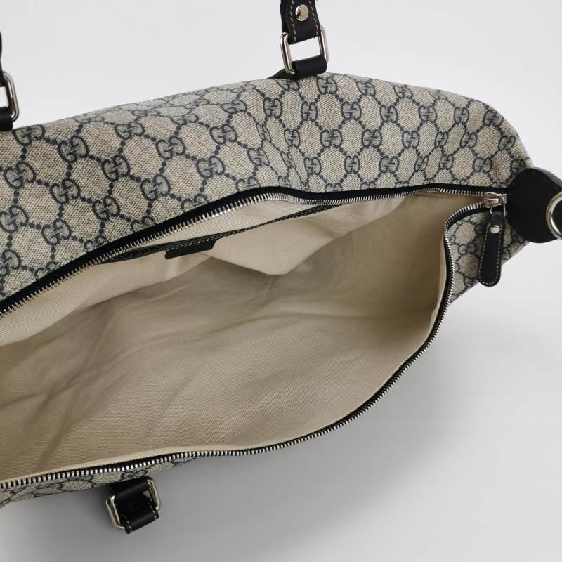 Gucci牛皮雙G老花皮標logo斜挎包行李箱包-6