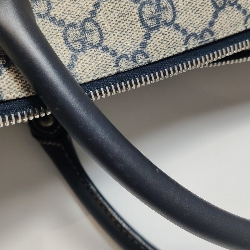 Gucci牛皮雙G老花皮標logo斜挎包行李箱包-19