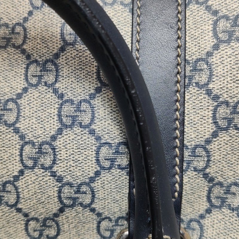 Gucci牛皮雙G老花皮標logo斜挎包行李箱包-20