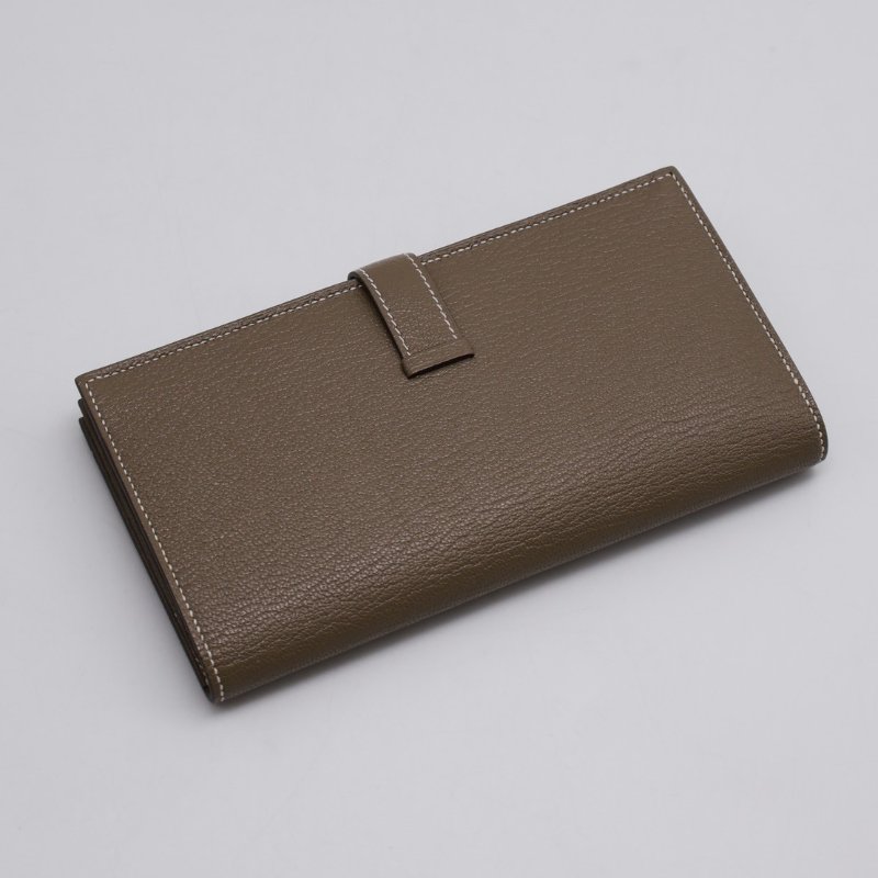 HERMES Bearn雙折長夾 - 灰金 U-1