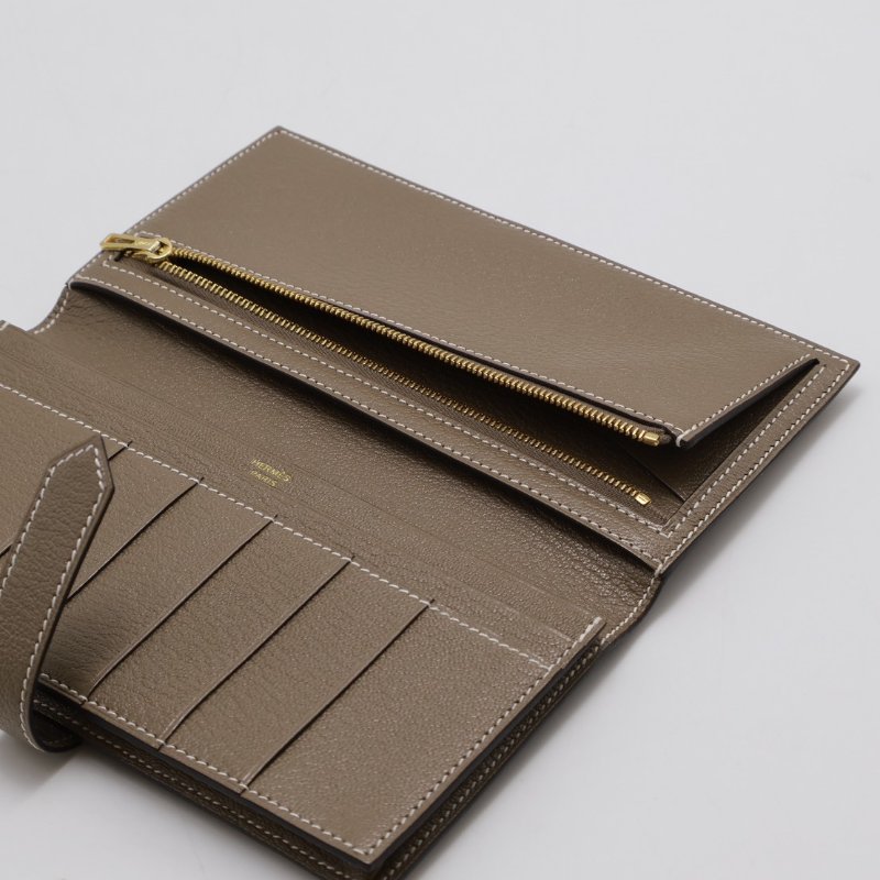 HERMES Bearn雙折長夾 - 灰金 U-3