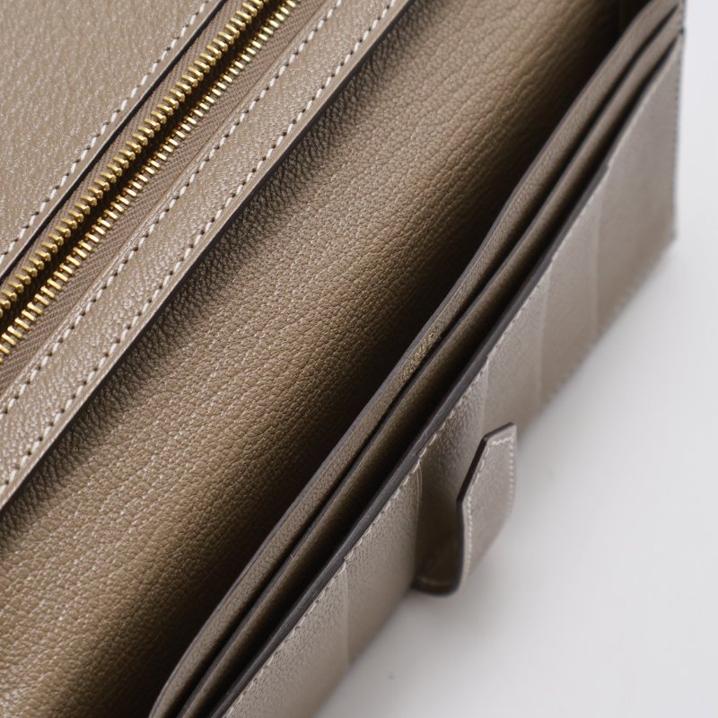 HERMES Bearn雙折長夾 - 灰金 U-6