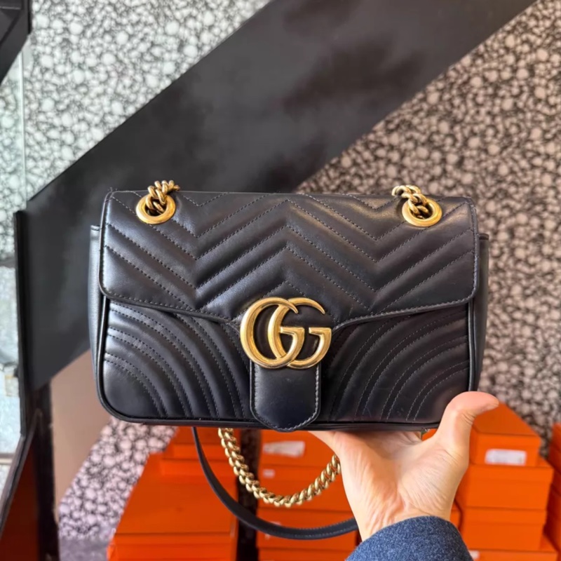 gucci 中號marmont 黑金26-0