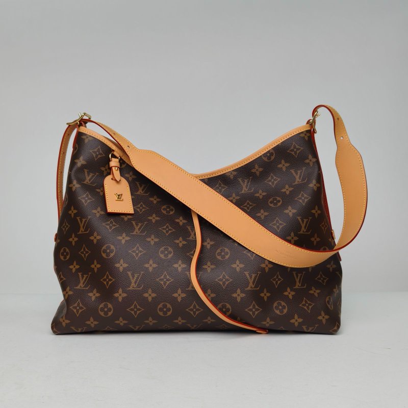 LOUIS VUITTON CARRYALL中號39配子袋老花PVC金扣晶片肩背包-0