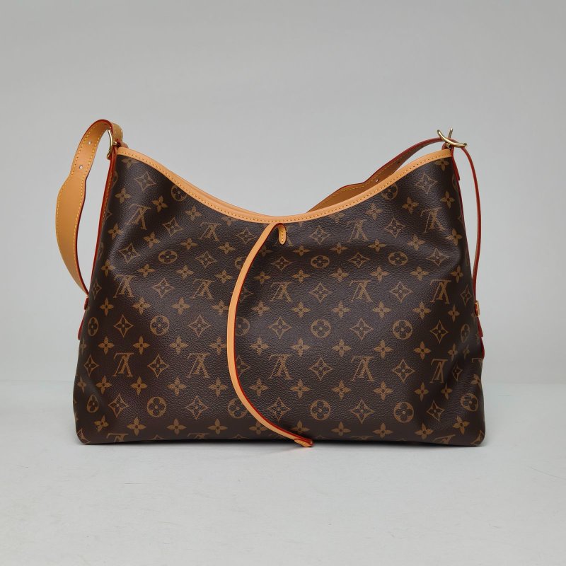 LOUIS VUITTON CARRYALL中號39配子袋老花PVC金扣晶片肩背包-2