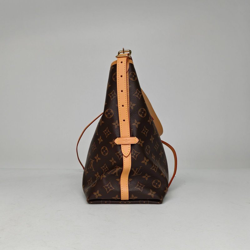 LOUIS VUITTON CARRYALL中號39配子袋老花PVC金扣晶片肩背包-3