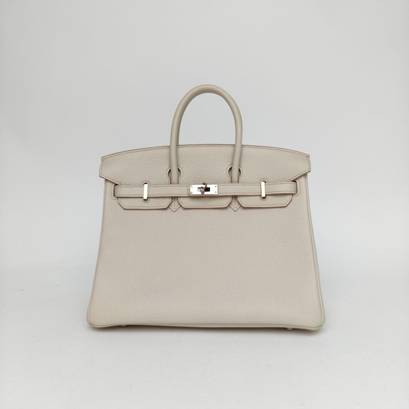 HERMES Birkin258L冰川白Togo皮Z刻銀扣肩背包-0