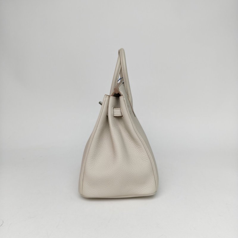 HERMES Birkin258L冰川白Togo皮Z刻銀扣肩背包-1