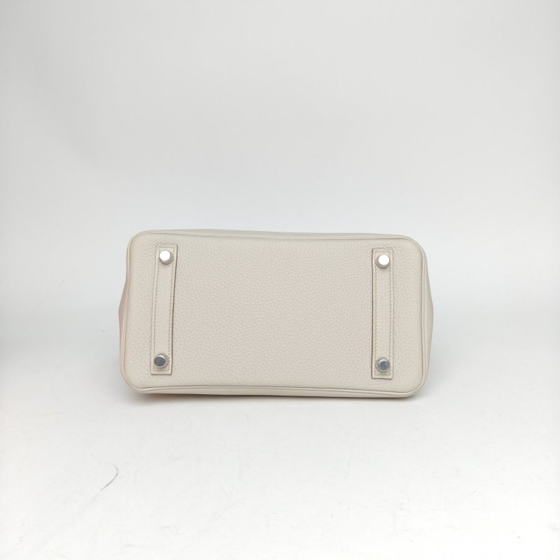 HERMES Birkin258L冰川白Togo皮Z刻銀扣肩背包-4