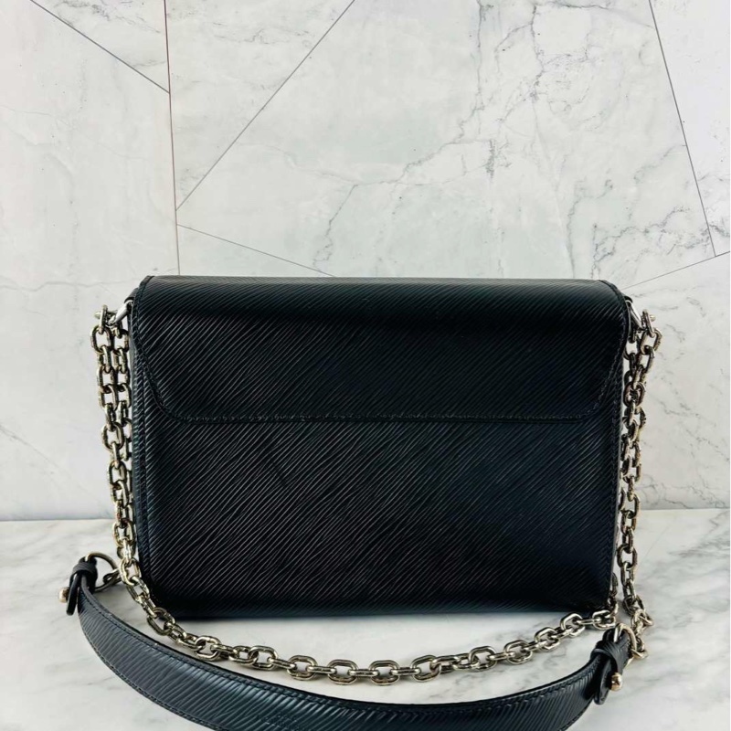 LV黑色水波紋銀扣Twist中號扭扭包單肩斜挎包-3