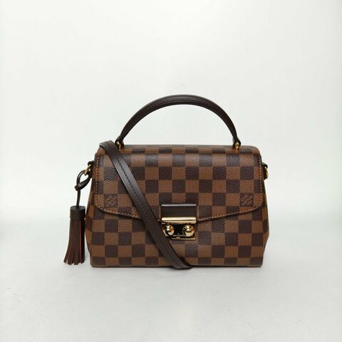 LOUIS VUITTON Croisette手柄郵差包棕色棋盤格PVC金扣2017肩背包