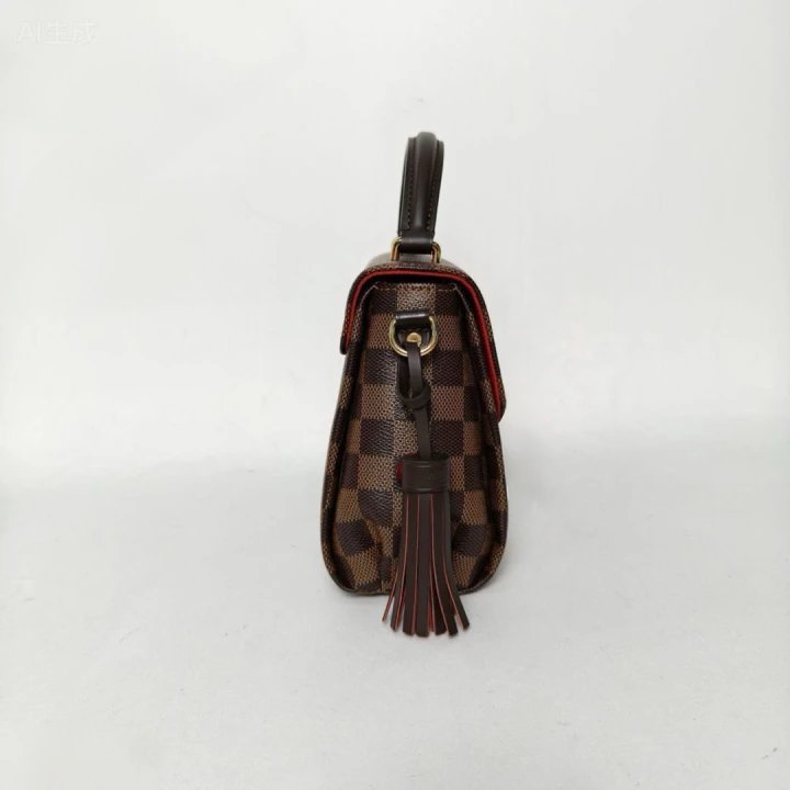 LOUIS VUITTON Croisette手柄郵差包棕色棋盤格PVC金扣2017肩背包-3