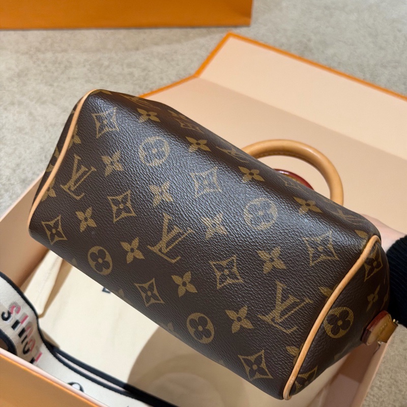 【✨99%新】LV speedy 20 經典老花手提斜挎包搭黑色肩帶芯片款-7