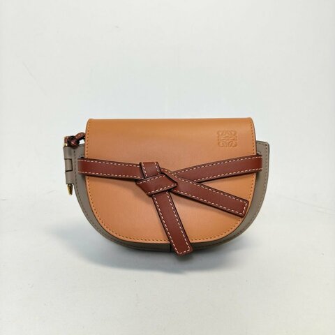LOEWE Gate馬鞍斜跨包MINI拼色牛皮肩背包