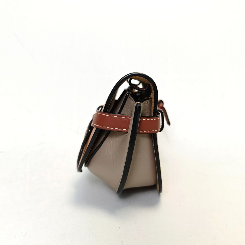 LOEWE Gate馬鞍斜跨包MINI拼色牛皮肩背包-3