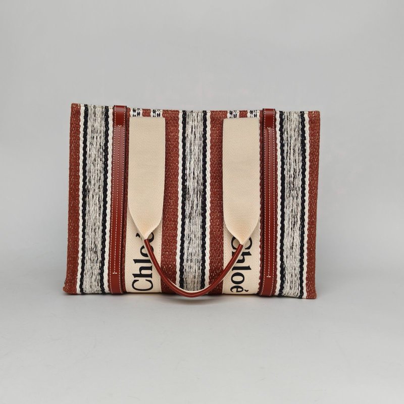 CHLOE 拼色帆布無WoodyTote中號36肩背包-2