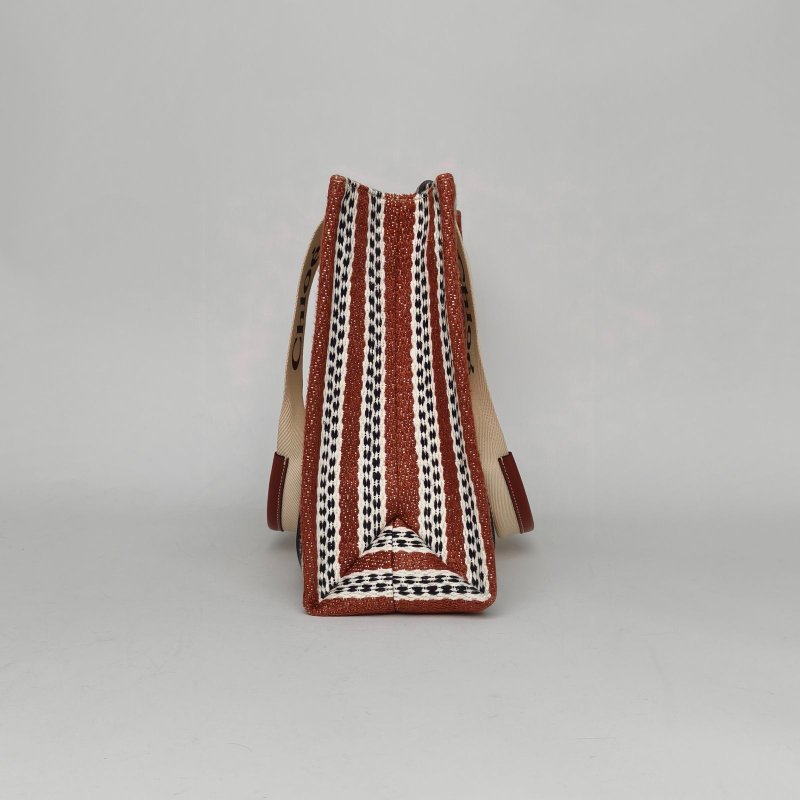 CHLOE 拼色帆布無WoodyTote中號36肩背包-3