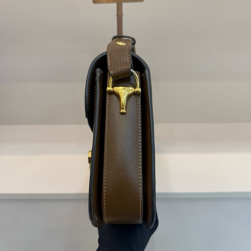 Gucci 1955馬鞍包 老花拼焦糖色中號單肩斜挎-3