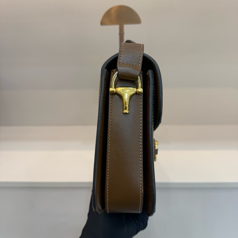 Gucci 1955馬鞍包 老花拼焦糖色中號單肩斜挎-4