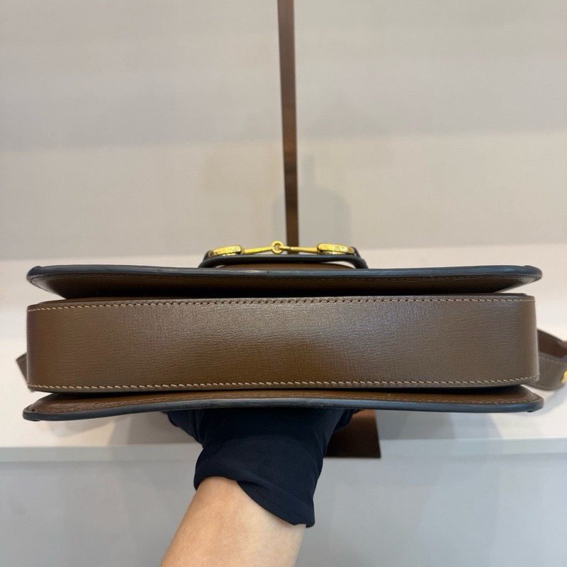 Gucci 1955馬鞍包 老花拼焦糖色中號單肩斜挎-5