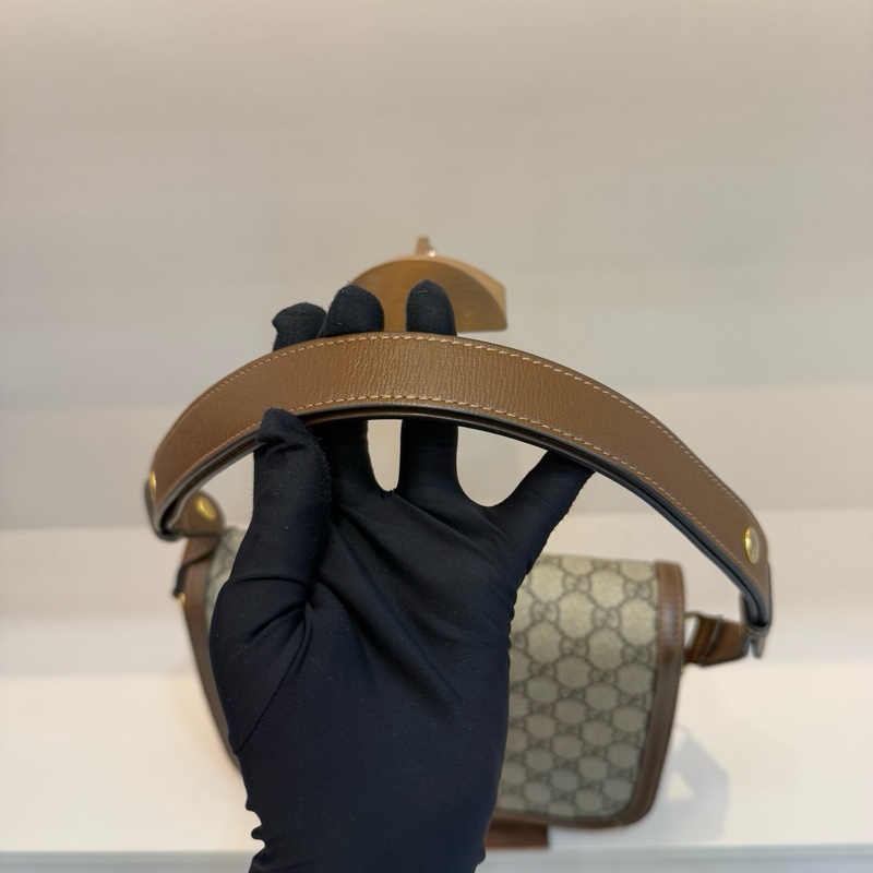 Gucci 1955馬鞍包 老花拼焦糖色中號單肩斜挎-6