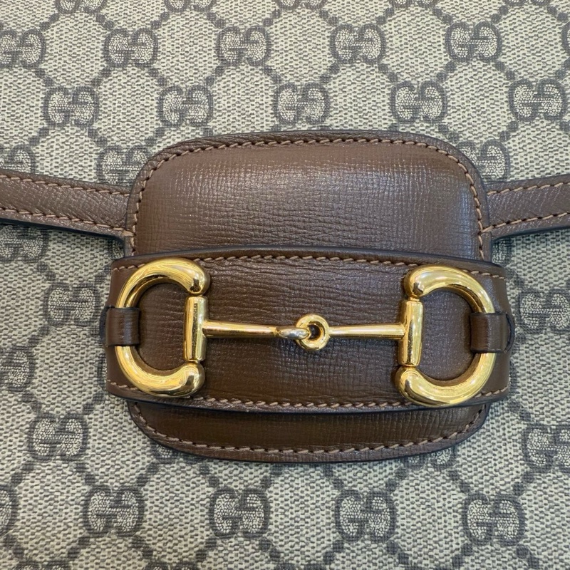 Gucci 1955馬鞍包 老花拼焦糖色中號單肩斜挎-7