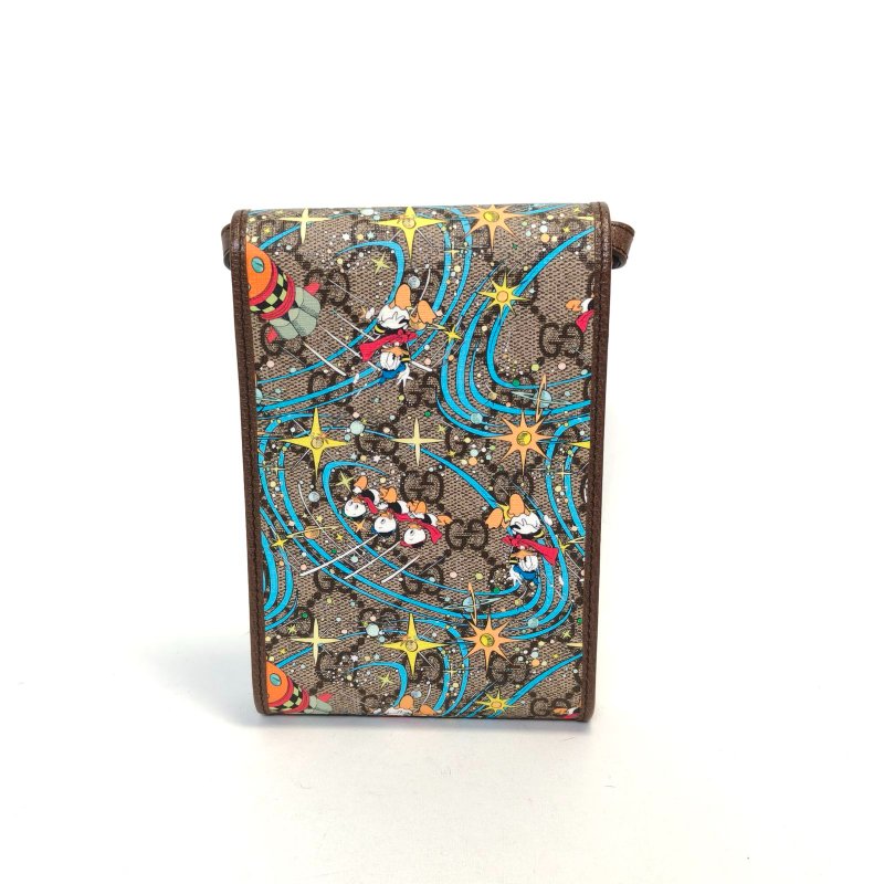 GUCCI 老花PVC金扣手機包迪士尼聯名肩背包-2