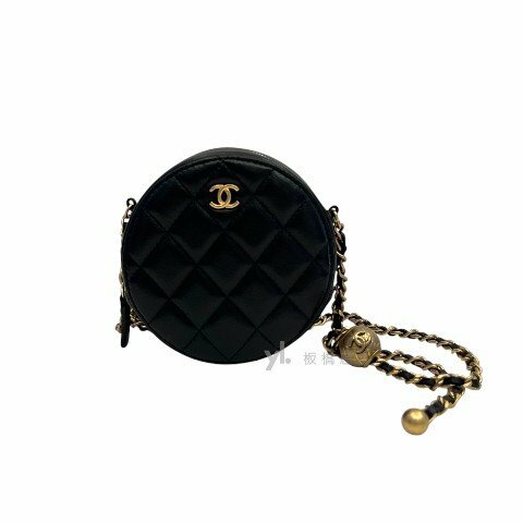 Chanel包包 黑荔枝皮金釦Mini郵差包AP2914